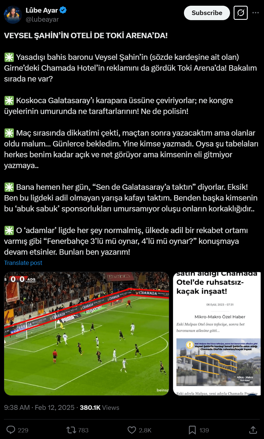 Lube Ayar Chamada X paylaşımı