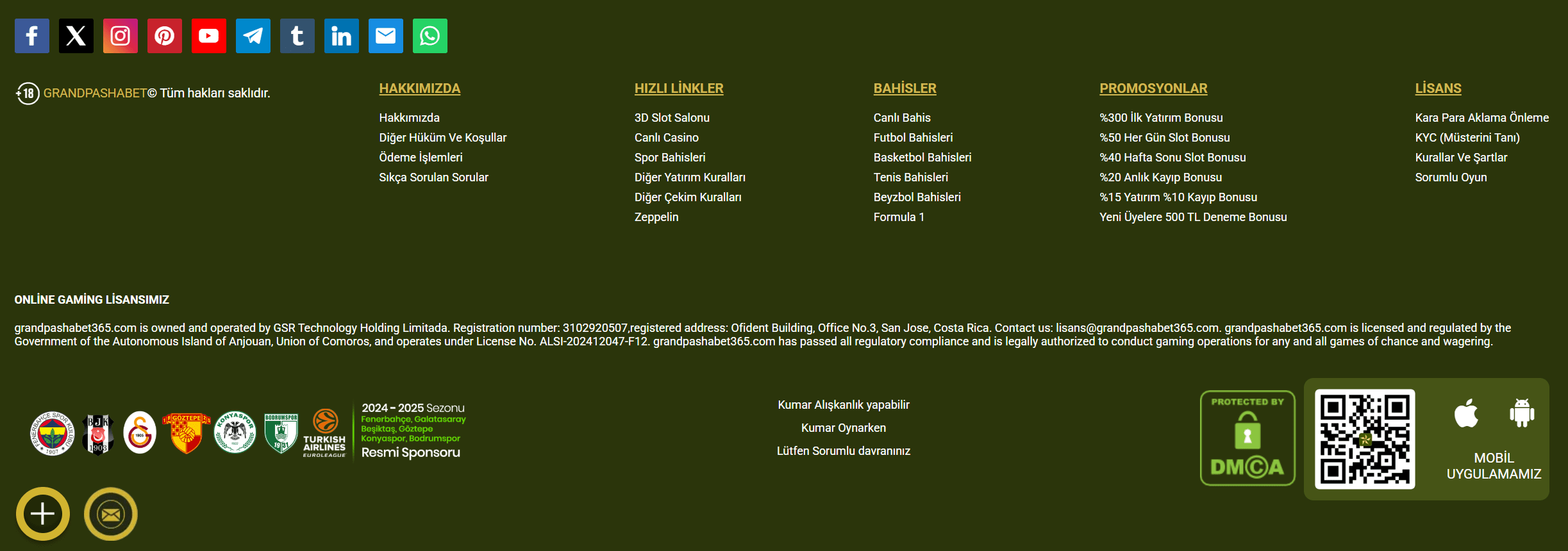 GrandPashaBet footer