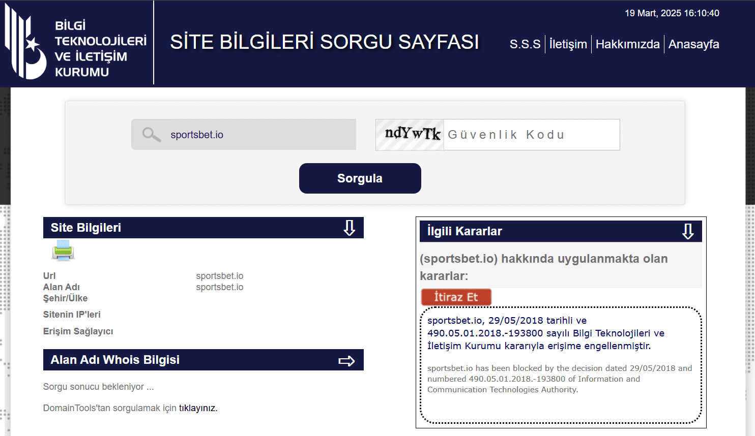 BTK Sportsbet sorgulama