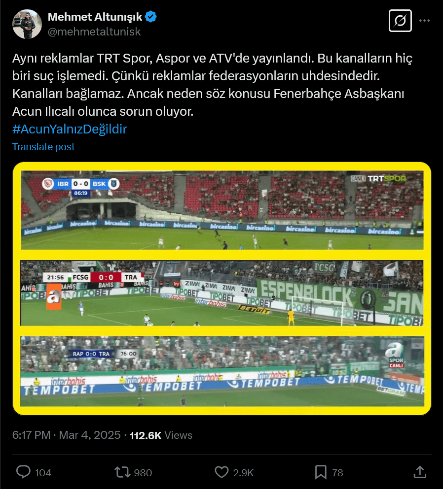 Yandaş TV bahis reklamları