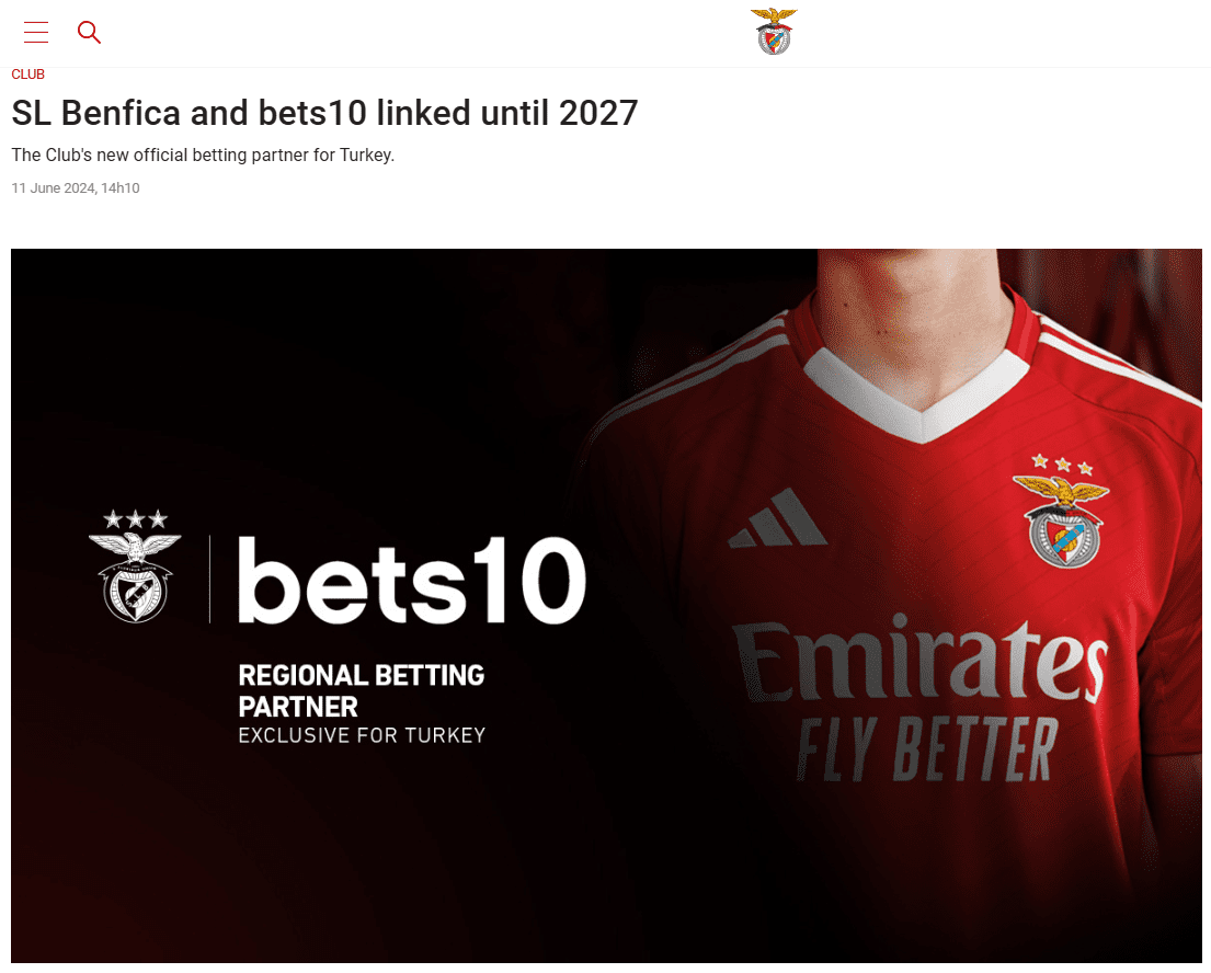 Bes10 Benfica sponsorluğu