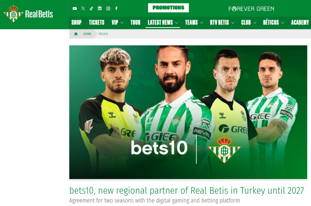 Bets10 Real Betis sponsorluğu