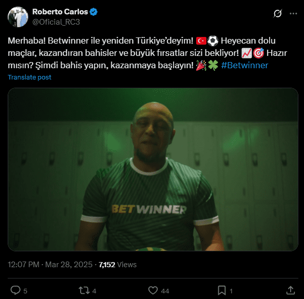 Betwinner Roberto Carlos