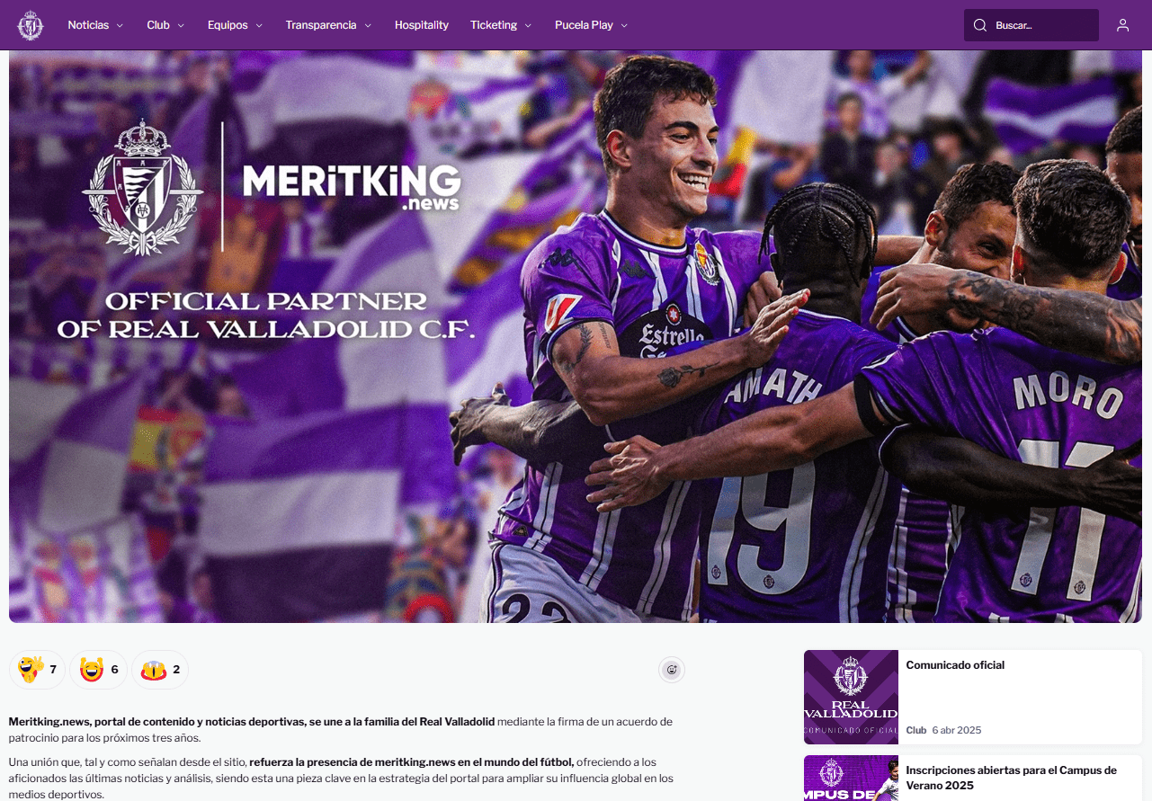 Meritking - Real Valladolid anlaşması